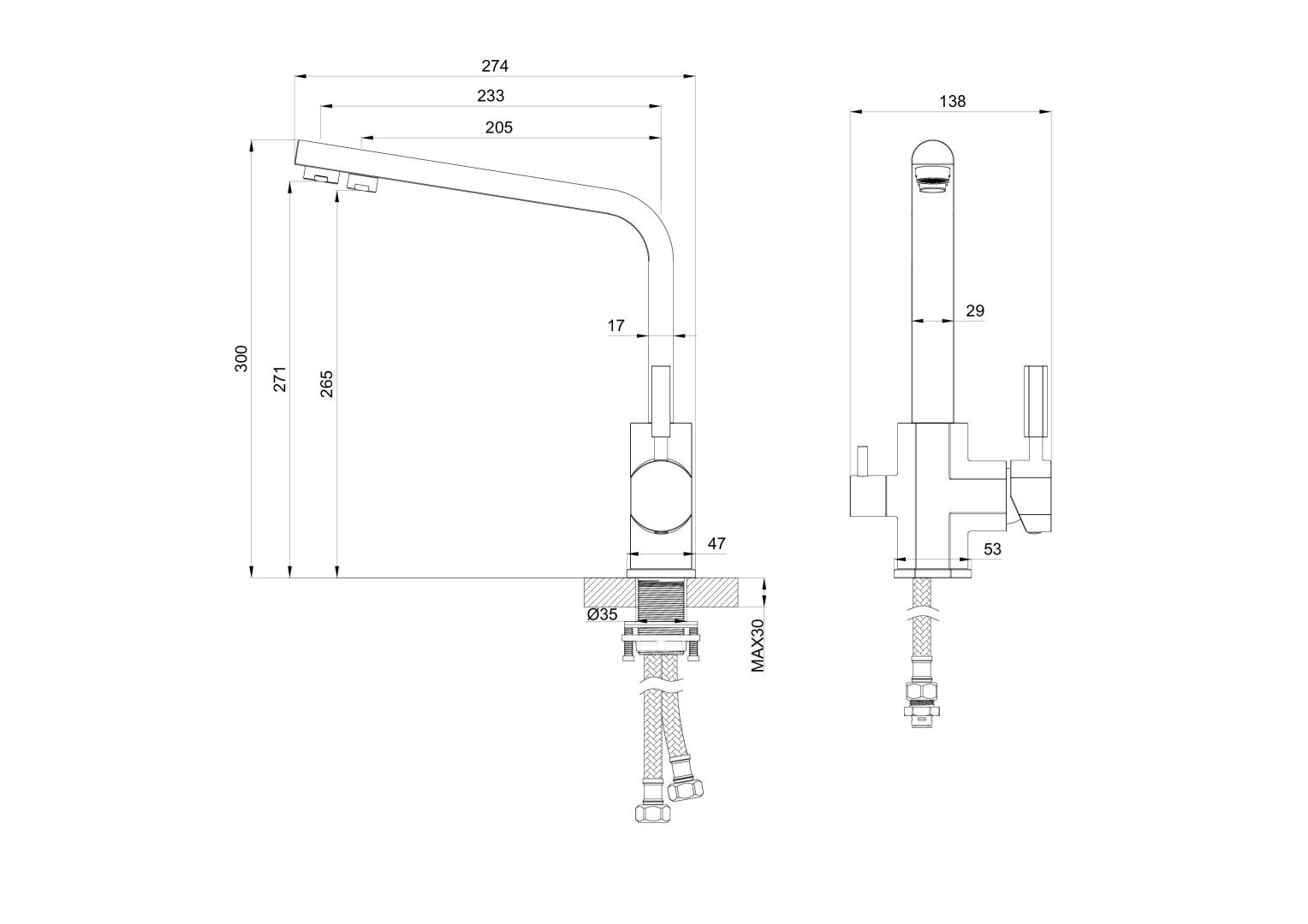 Приобрести смеситель для кухни с подключением фильтра wonzon & woghand, хром (ww-88458003-cr)