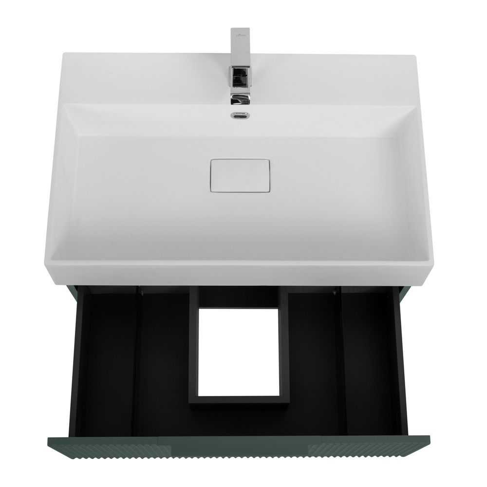 Приобрести cezares тумба подвесная с раковиной premium 70 см plisse verde opaco, серая 55420