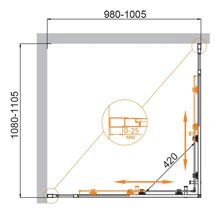 Приобрести cezares душевое ограждение molveno 110х100 см, хром molveno-ah-22-110/100-c-cr-iv