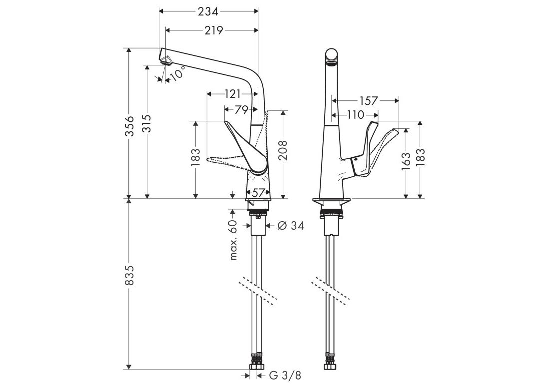 Приобрести 14822000 metris cмеситель для кухни metris однорычажный с поворотным изливом