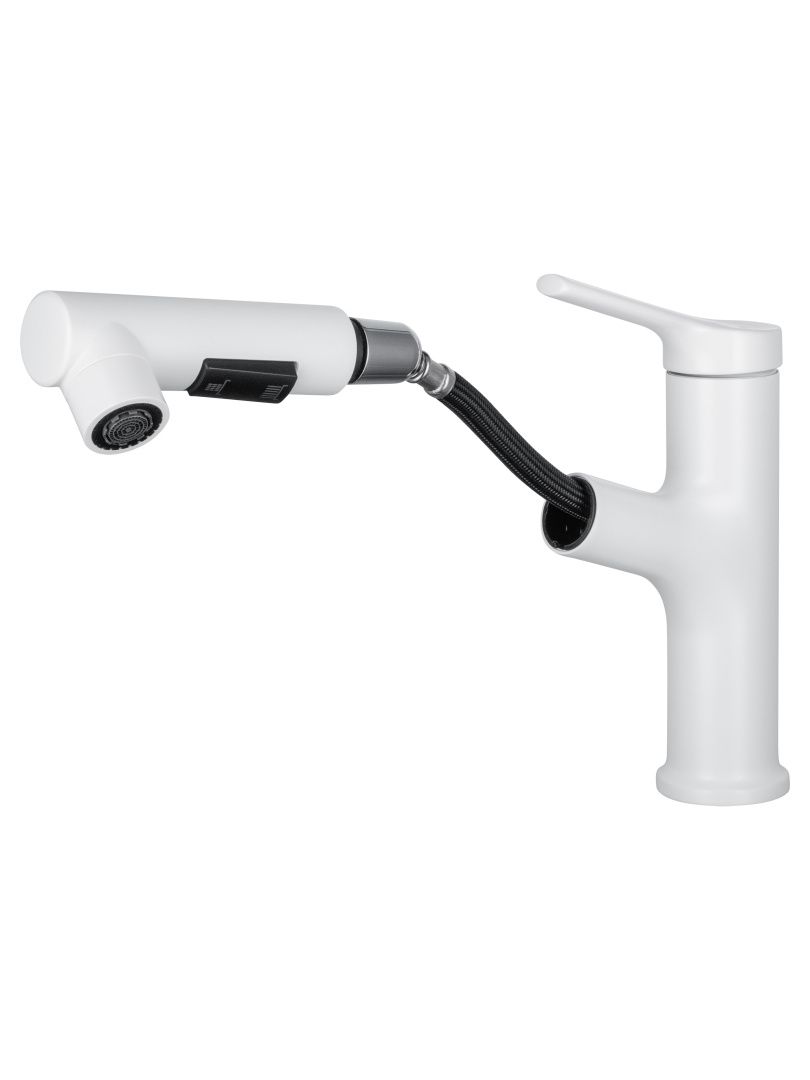 Приобрести смеситель для раковины с выдвижным изливом wonzon & woghand, белый матовый (ww-a40862-mw)