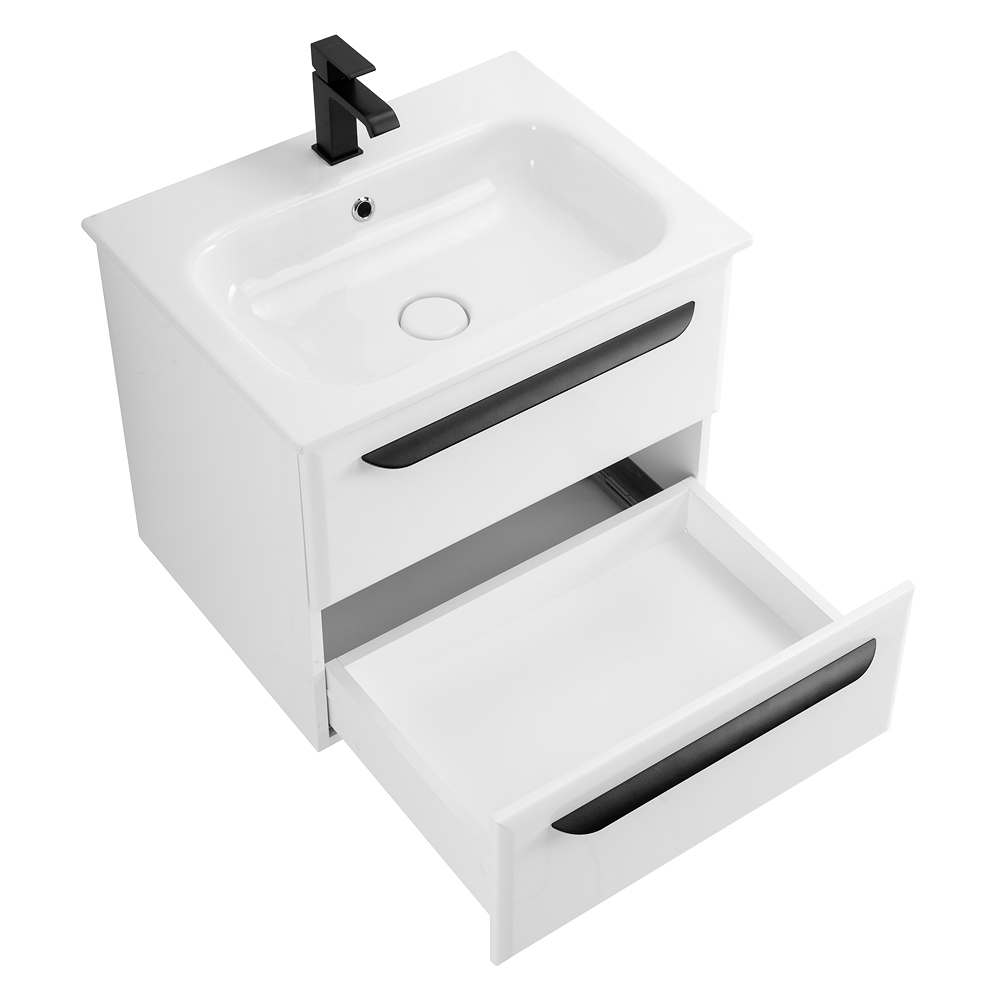 Приобрести cezares тумба подвесная с раковиной eco-cer 60 см bianco lucido, белый глянец eco-cer-600-2c-so-bl