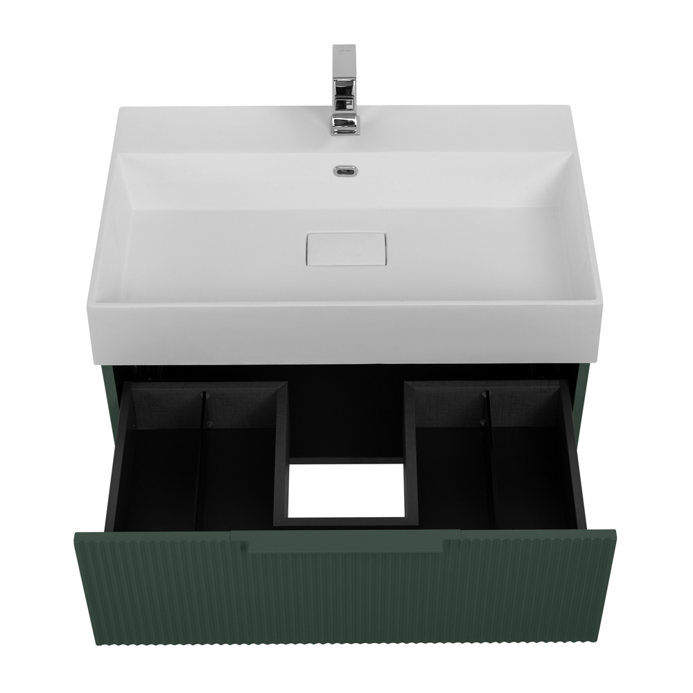 Приобрести cezares тумба подвесная с раковиной premium 70 см plisse verde opaco, серая 55420