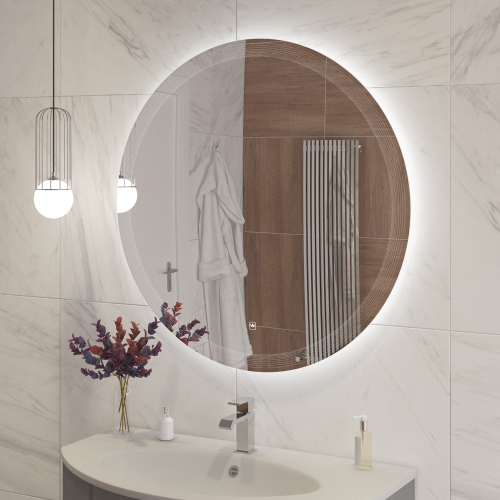 Приобрести cezares зеркало eco 90х90 см, контурная подсветка, сенсорное включение, гравировка czr-spc-eco-900-led-tch