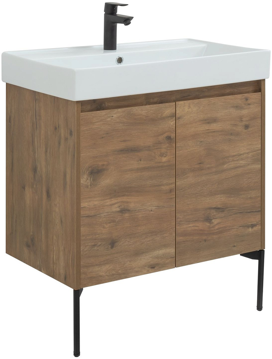 Приобрести aquanet тумба с раковиной nova lite 75 см,дуб рустикальный (2 дверцы)