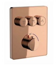 Термостатическая панель смесителя встраиваемая на 3 потребителя WONZON & WOGHAND, Розовое золото (WW-INF323A-RG)