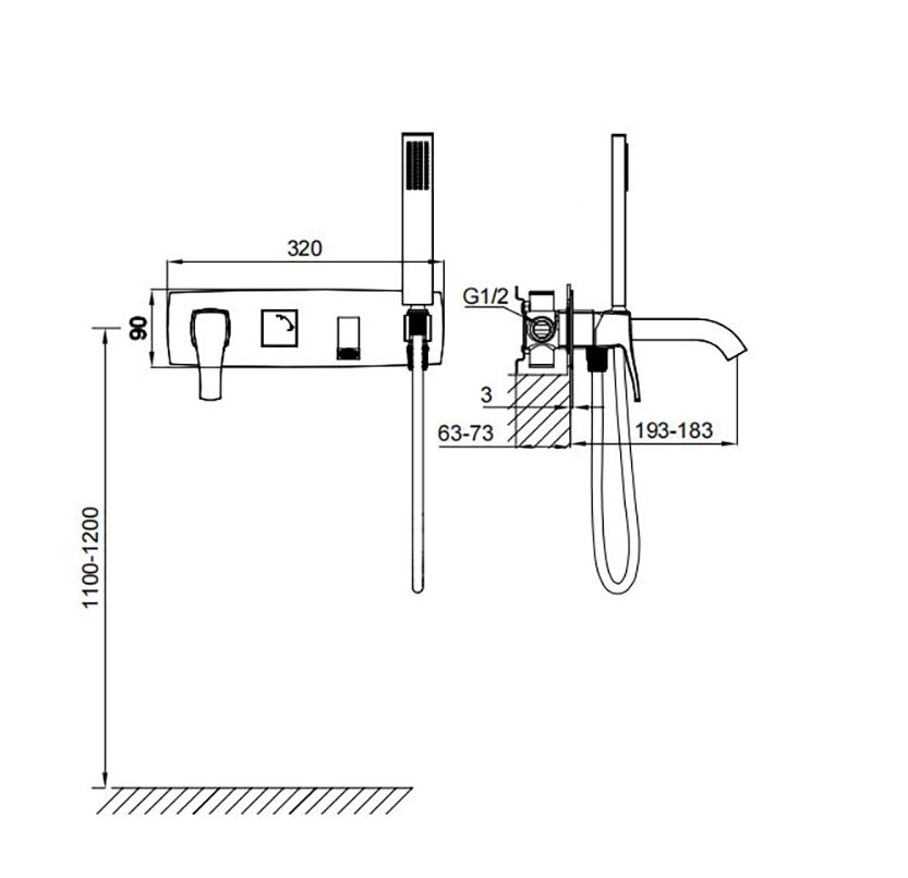 Приобрести смеситель для ванны встраиваемый wonzon & woghand flex, брашированный никель (ww-88889072-bn)