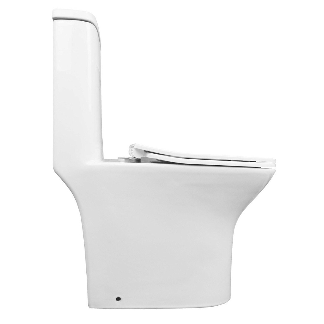 Приобрести azario унитаз - моноблок sente 375х665x785 напольный, безободковый, горизонтальный слив, сиденье дюропласт микролифт az-8614