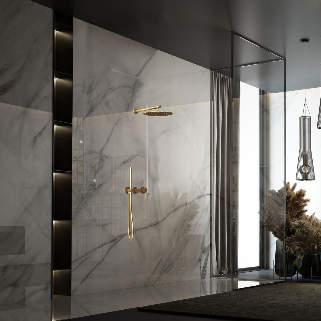 Приобрести vincea встраиваемая душевая система groove, брашированное золото vsfw-4g01bg4