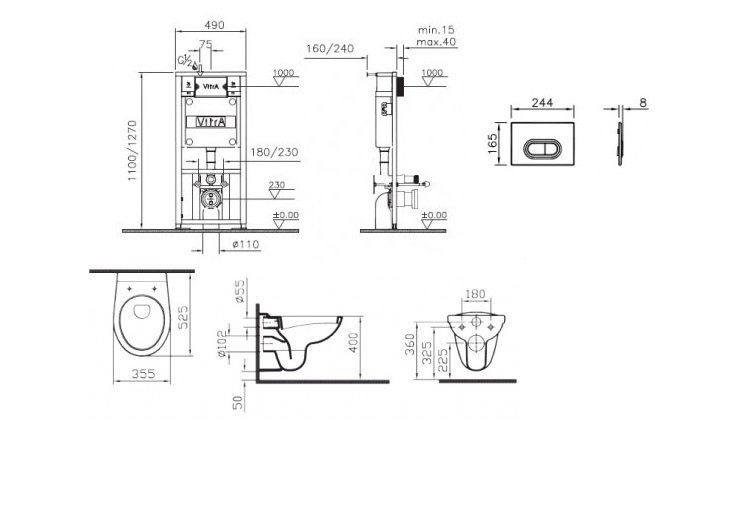 Приобрести унитаз подвесной с инсталляцией vitra normus 9773b003-7203 5 в 1