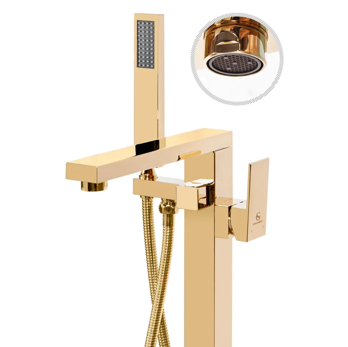 Приобрести grocenberg напольный смеситель для ванны, матовое золото gb800mg