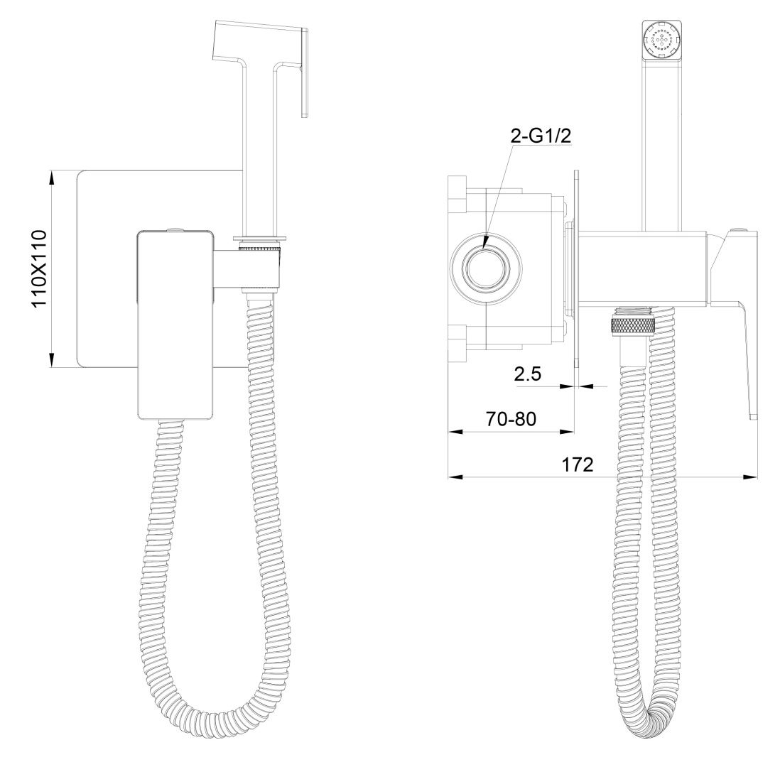 Приобрести смеситель с гигиеническим душем встраиваемый wonzon & woghand cube 2.0, хром (ww-88829068-cr)