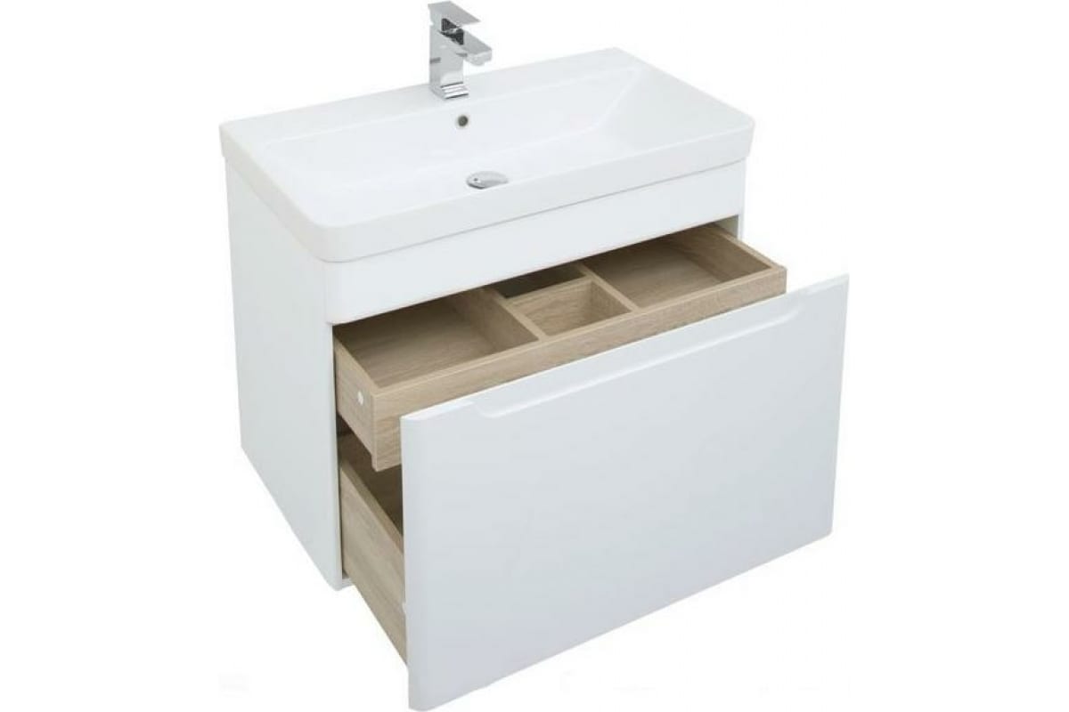Приобрести aquanet тумба с раковиной софия 80 см, белая глянец (2 ящика)