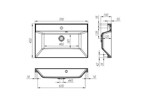 Приобрести тумба подвесная с раковиной belbagno marino-700-2c-so-bl-p 70 см, bianco lucido