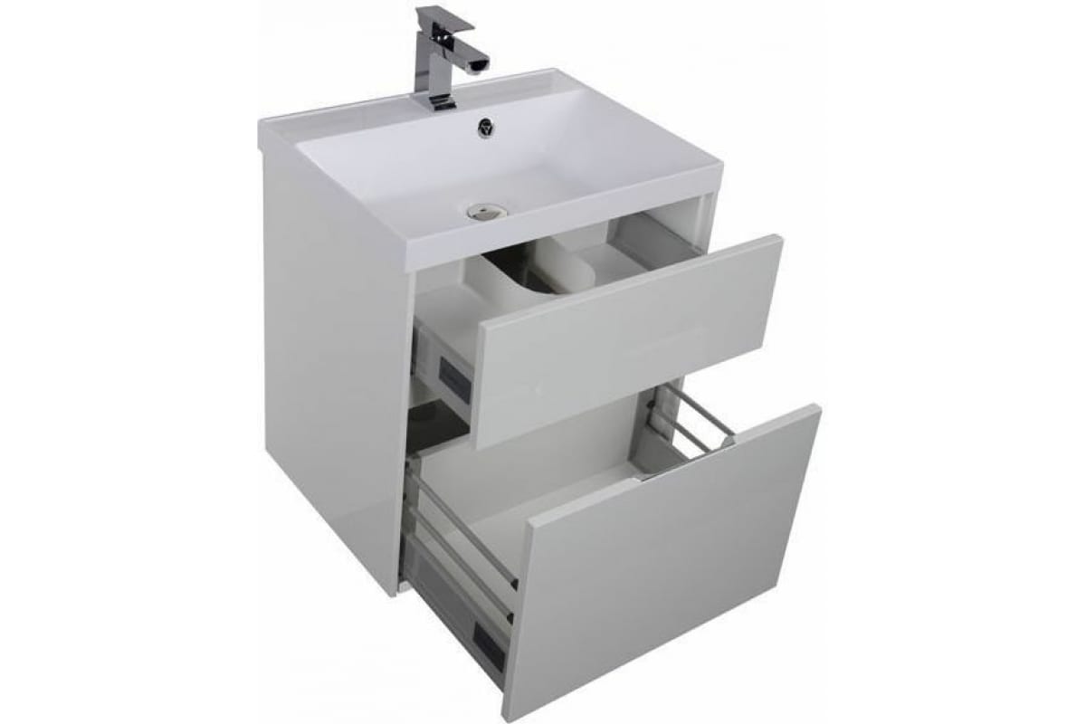 Приобрести aquanet тумба с раковиной латина 60 см, белая (2 ящика)