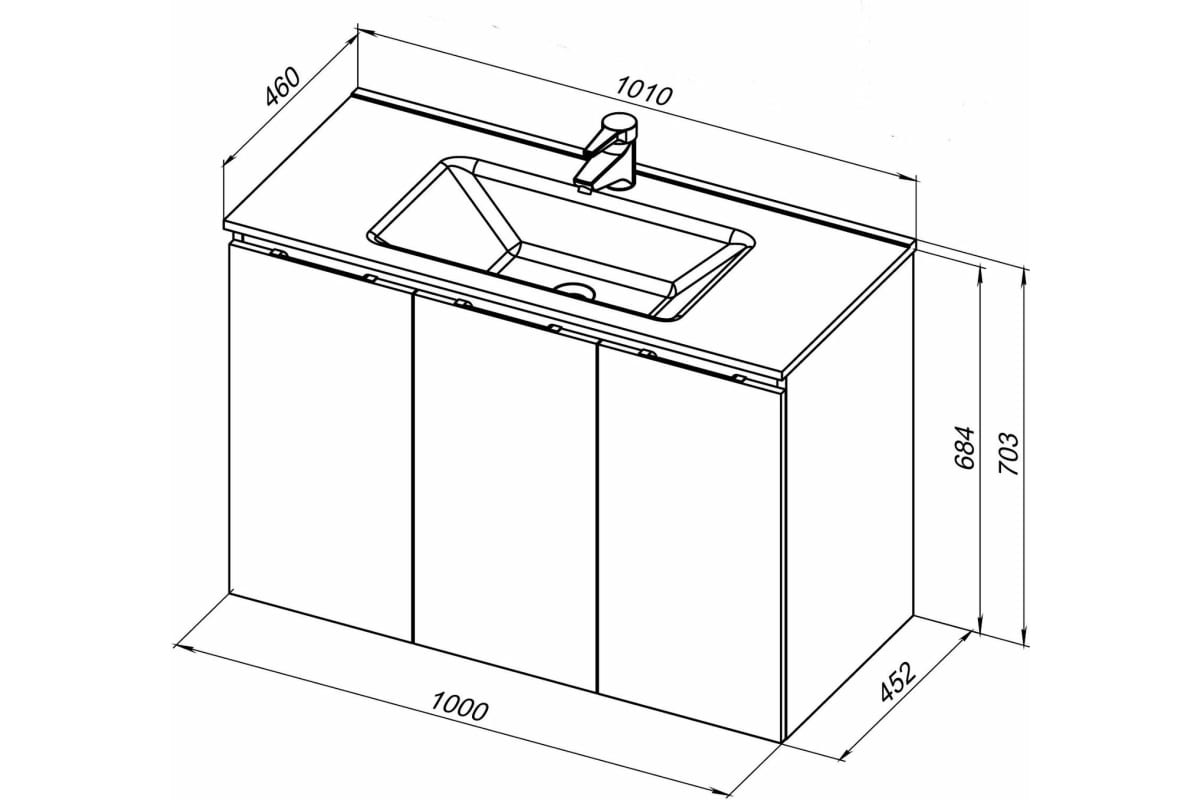 Приобрести aquanet тумба с раковиной алвита new 100 см, 3 дверцы, серый