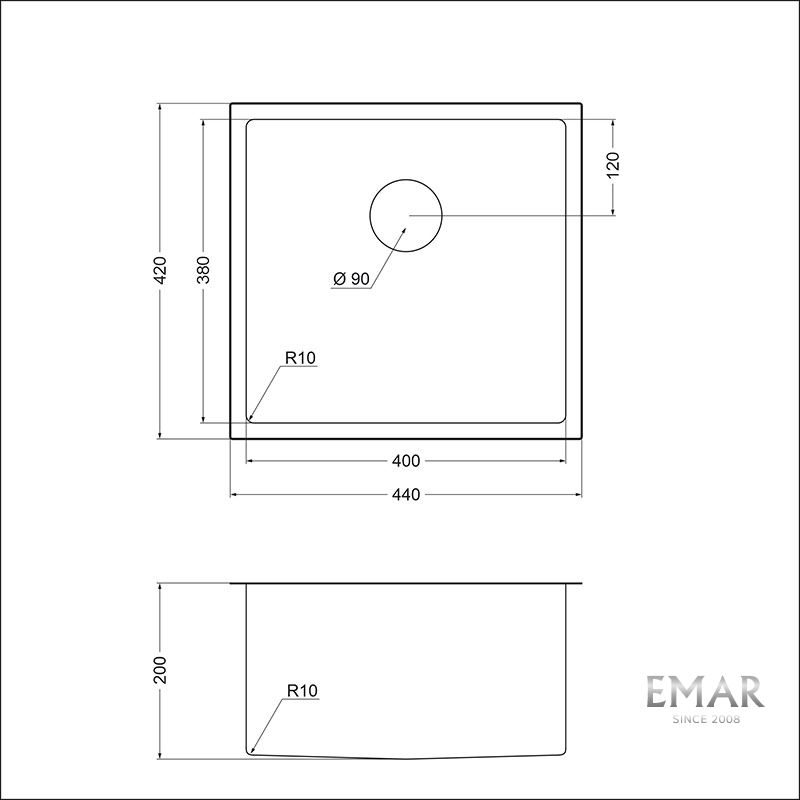 Приобрести emar кухонная мойка 44х42 см, медь emb-131a pvd emb-128a pvd nano coppery