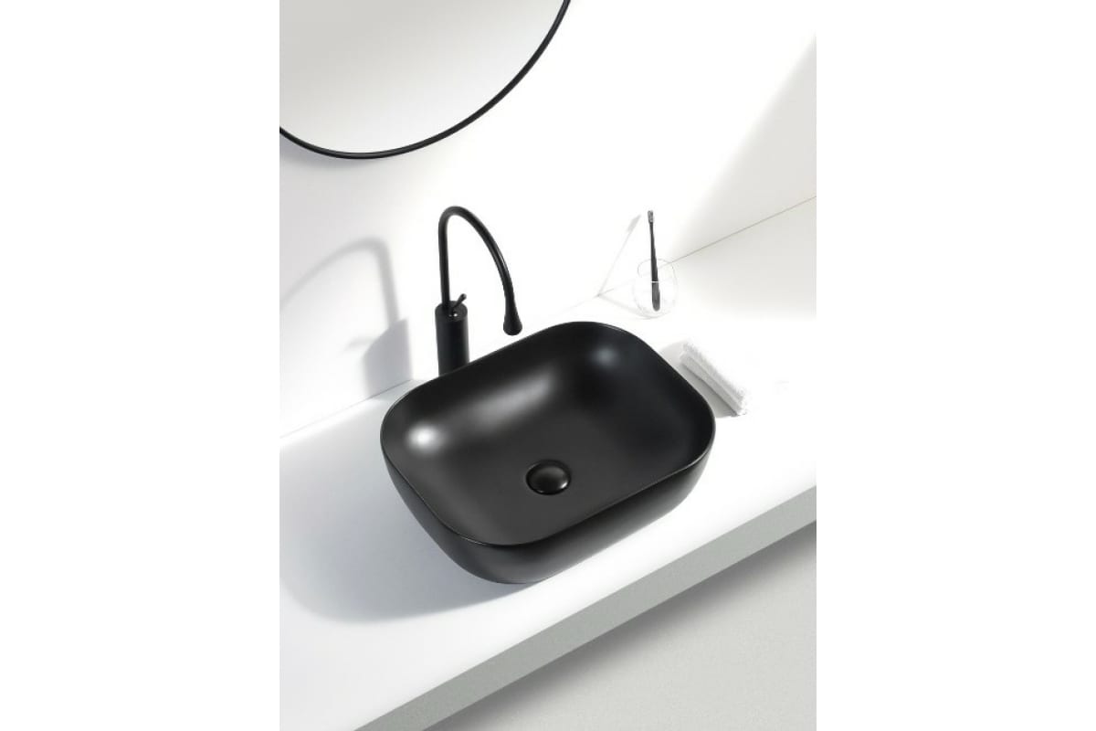 Приобрести aquanet раковина lake-1-mb 50х39 см, черный