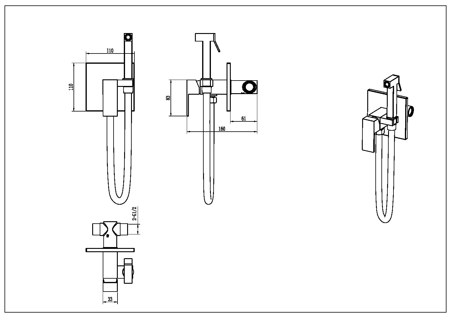 Приобрести boheme смеситель гигиенический qubic shinny gun metal 477-sgm
