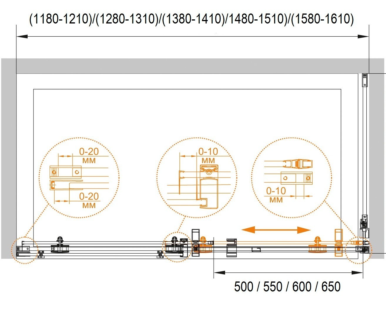 Приобрести cezares дверь душевая stylus-o-m-bf-1 120x195см stylus-o-m-bf-1-120-c-cr