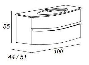 Приобрести cezares тумба подвесная с раковиной dalila 100х55см, светлое дерево