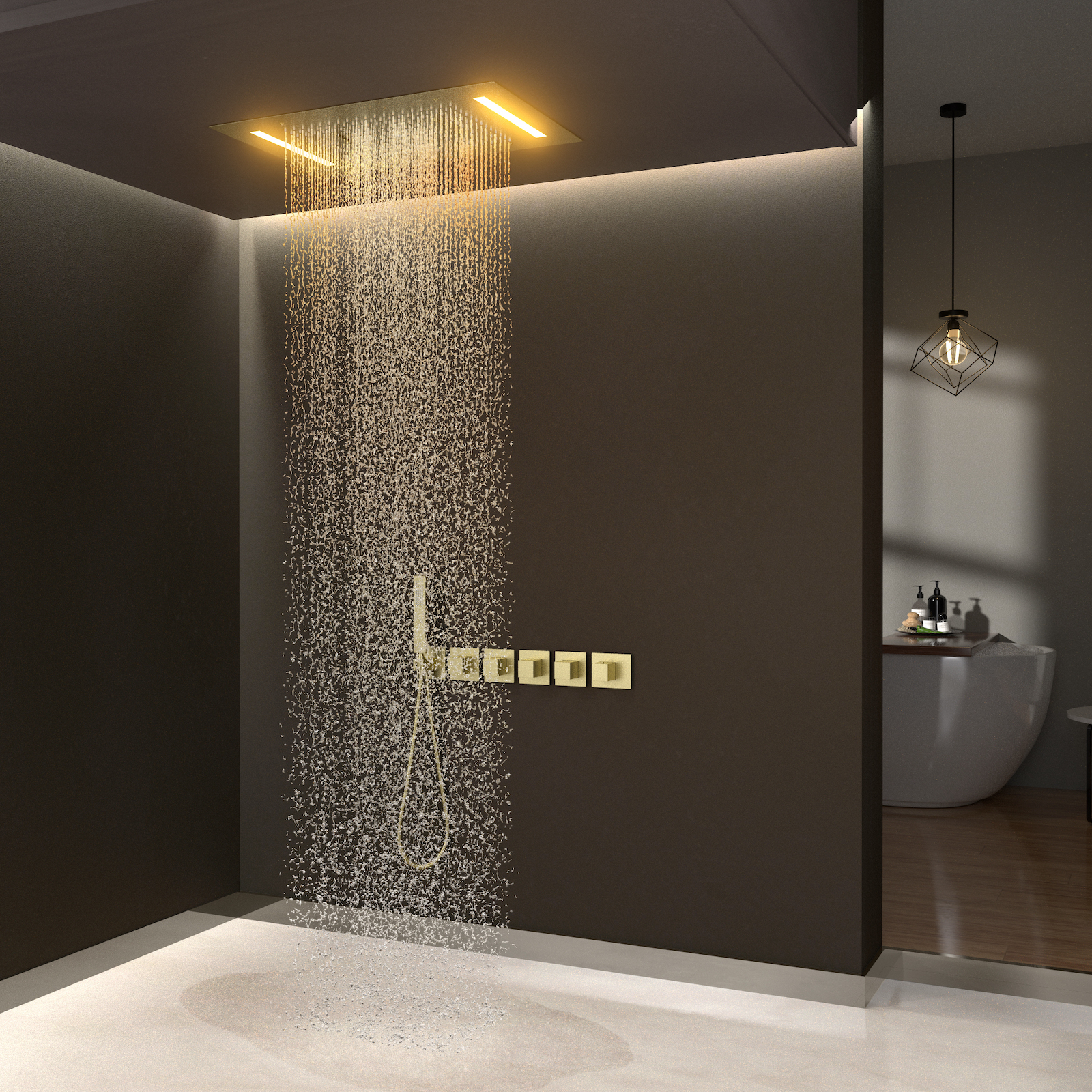 Приобрести душевая система встроенная с термостатом timo petruma sx-5229/17sm золото матовое