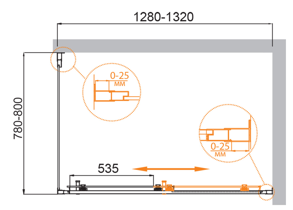 Приобрести cezares душевое ограждение molveno 130х80 см, хром molveno-ah-11-130/80-c-cr-iv