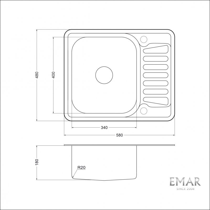 Приобрести emar кухонная мойка 58х48 см, хром emar 5848