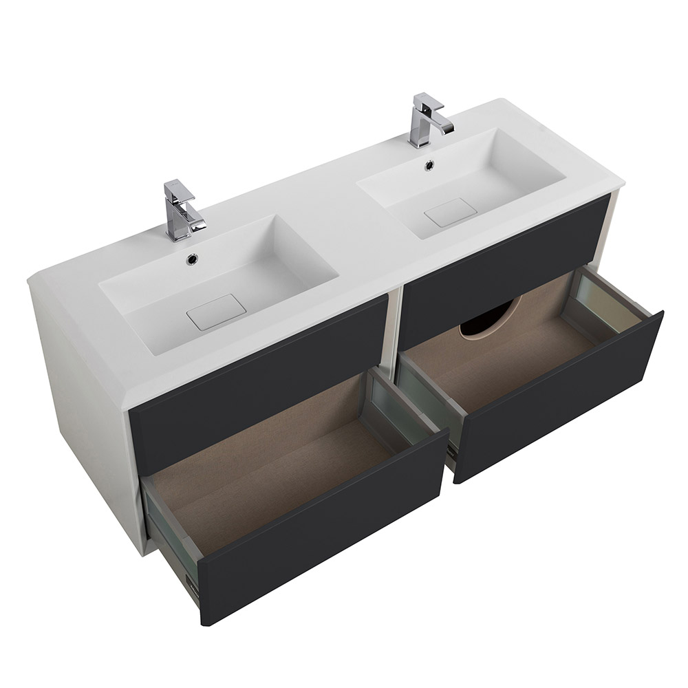 Приобрести cezares тумба подвесная с раковиной на две чаши bellagio 140 см grafite, графит 54715