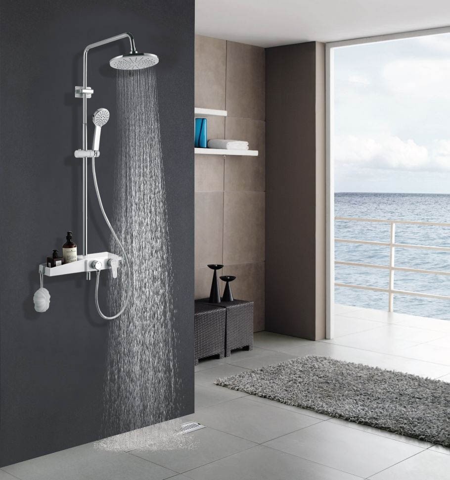 Приобрести душевая система azario с поворотным изливом, хром/белый