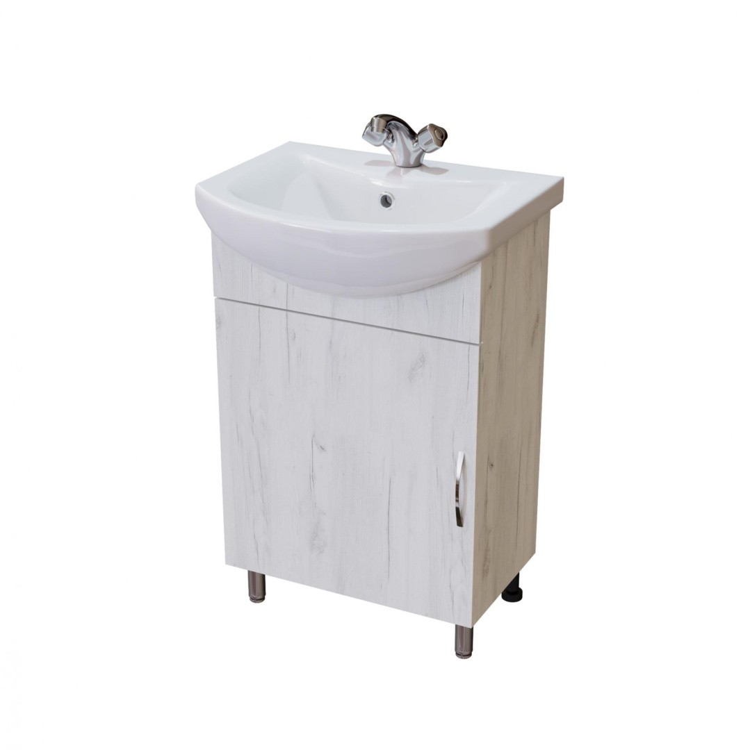 Приобрести mirsant тумба напольная nova grace 55 см с раковиной балтика-55, белый дуб ут000094608