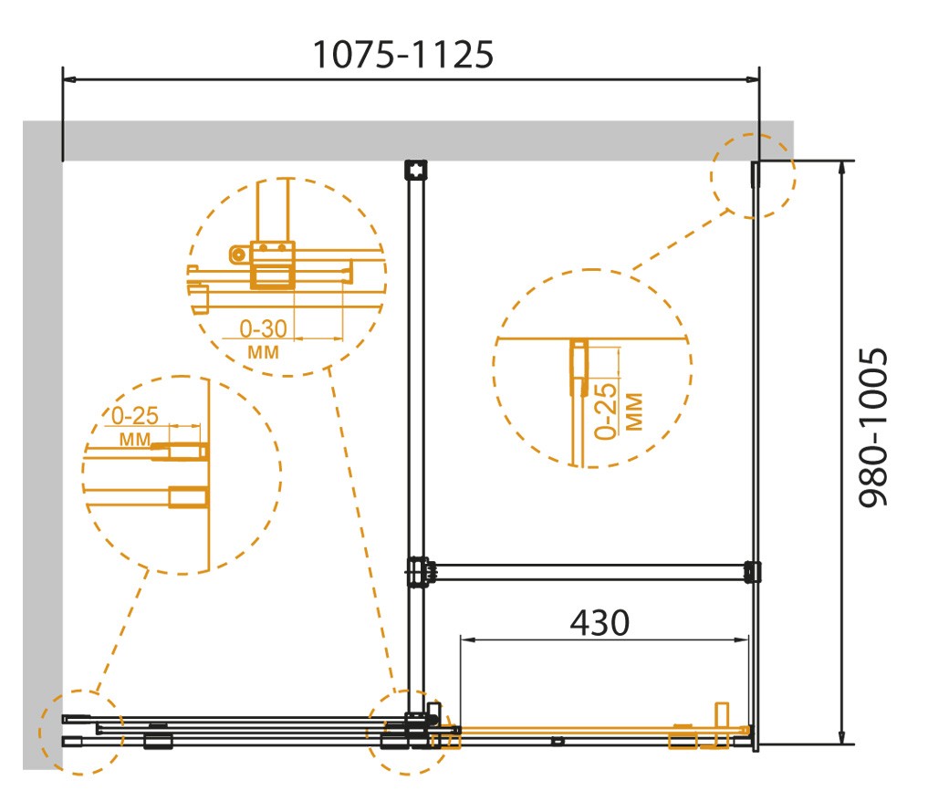 Приобрести cezares душевое ограждение stream 110х100см stream-ah-1-110/100-c-cr