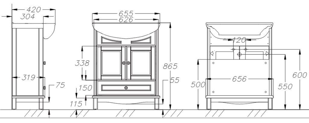 Приобрести opadiris тумба напольная с раковиной омега 65 см, белая матовая