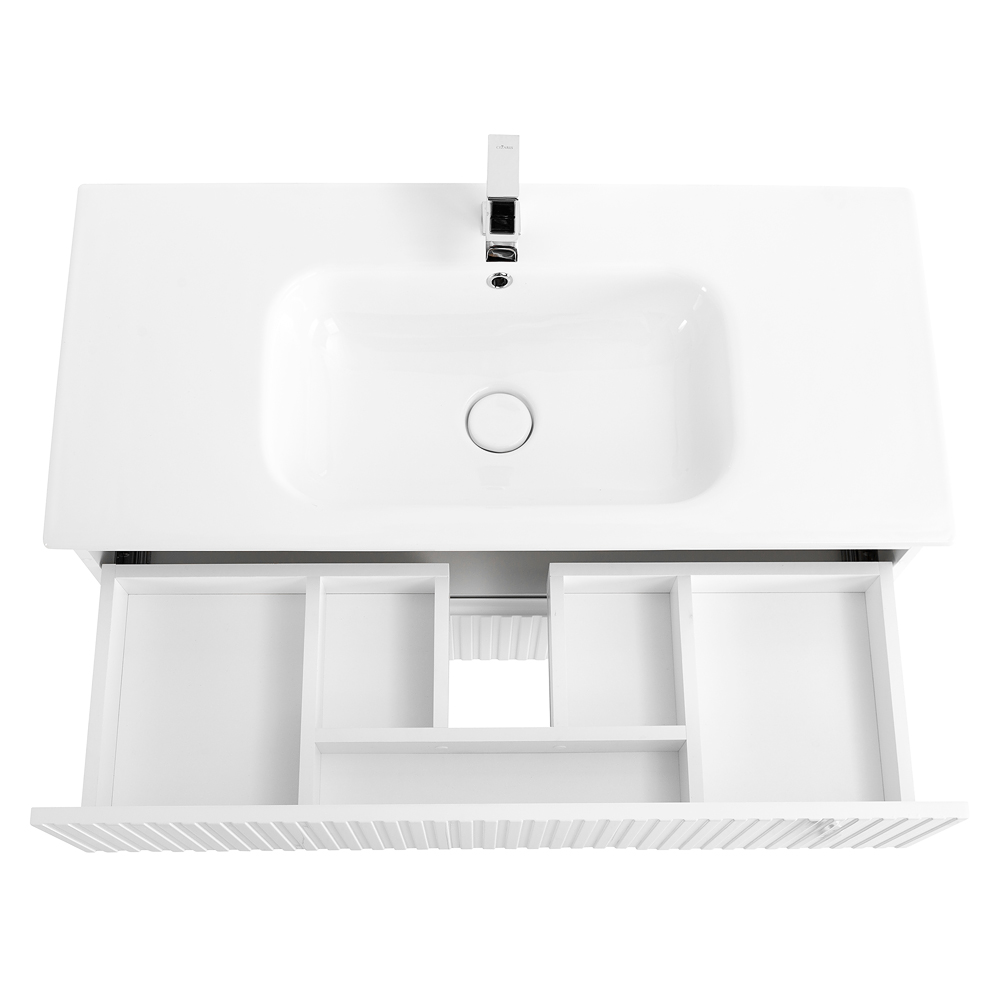 Приобрести cezares тумба подвесная с раковиной duet 100 см bianco opaco, белая матовая duet-1000-2c-so-bo