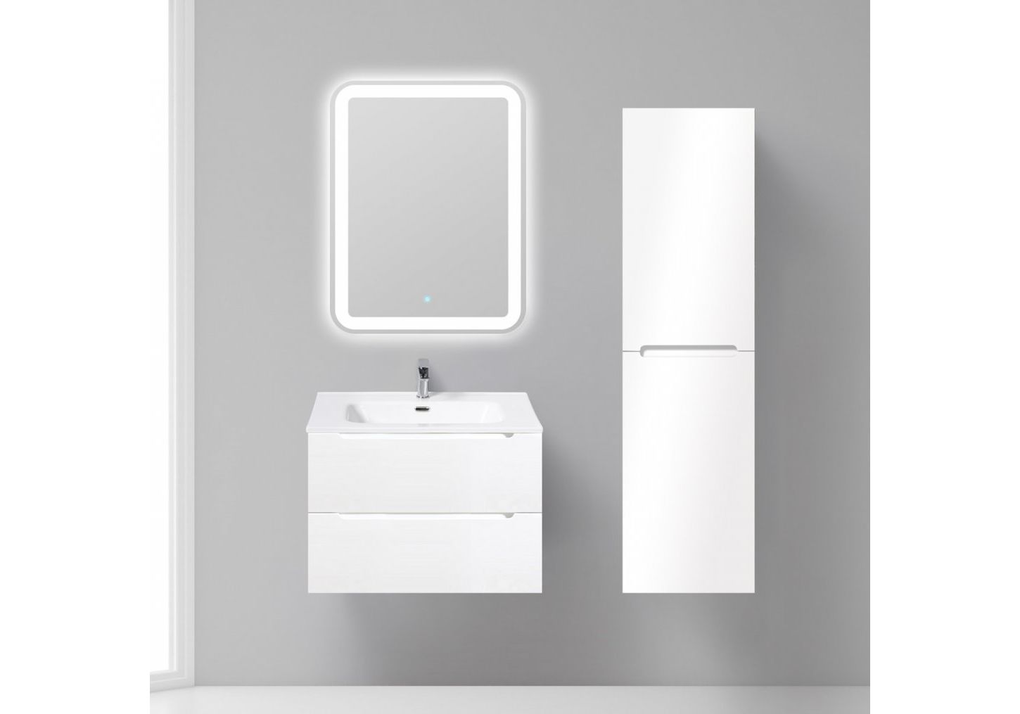 Приобрести тумба подвесная с раковиной belbagno etna-600-2c-so-bl-p 60 см, bianco lucido