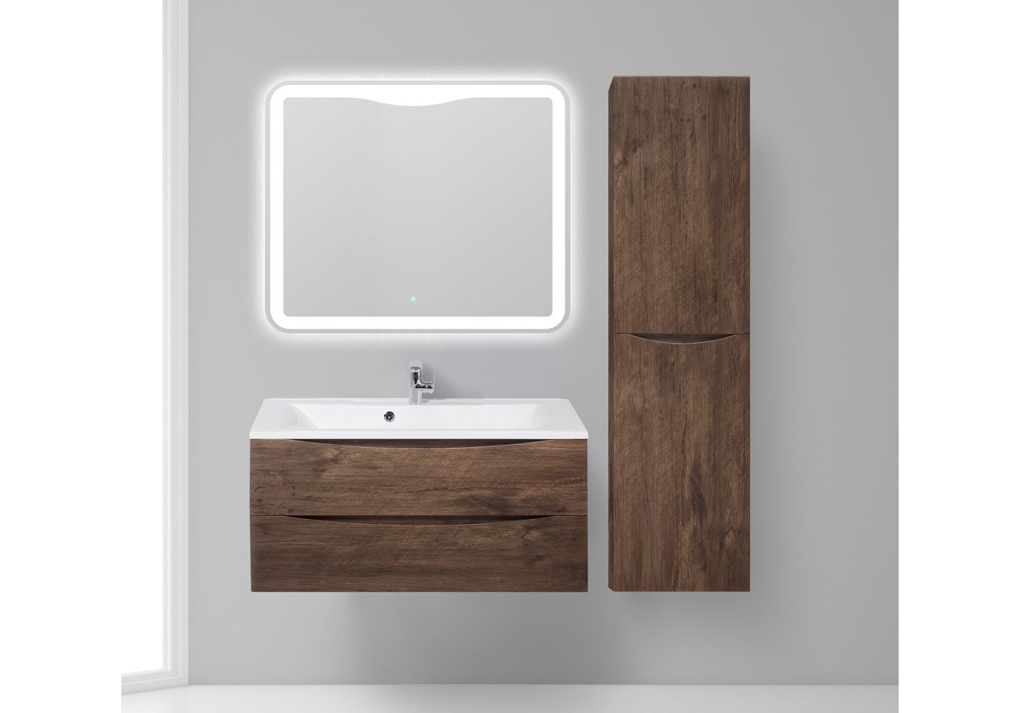 Приобрести пенал подвесной belbagno fly-marino-1500-2a-sc-rw-p-r 40 см, правый, rovere moro