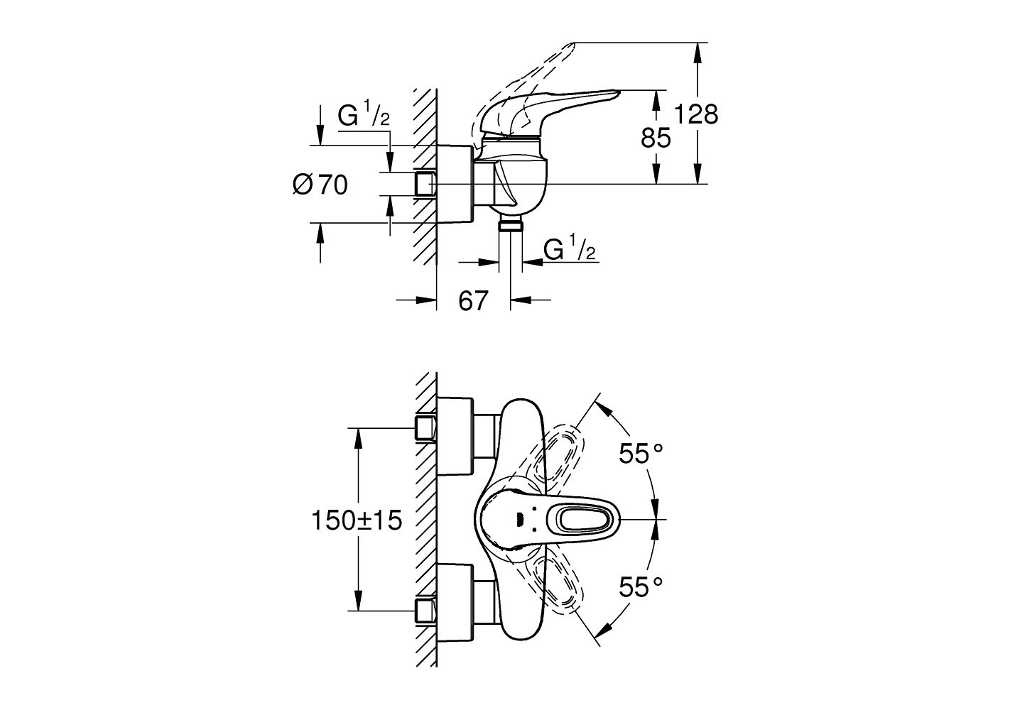 Приобрести смеситель для душа grohe eurostyle new 33590003