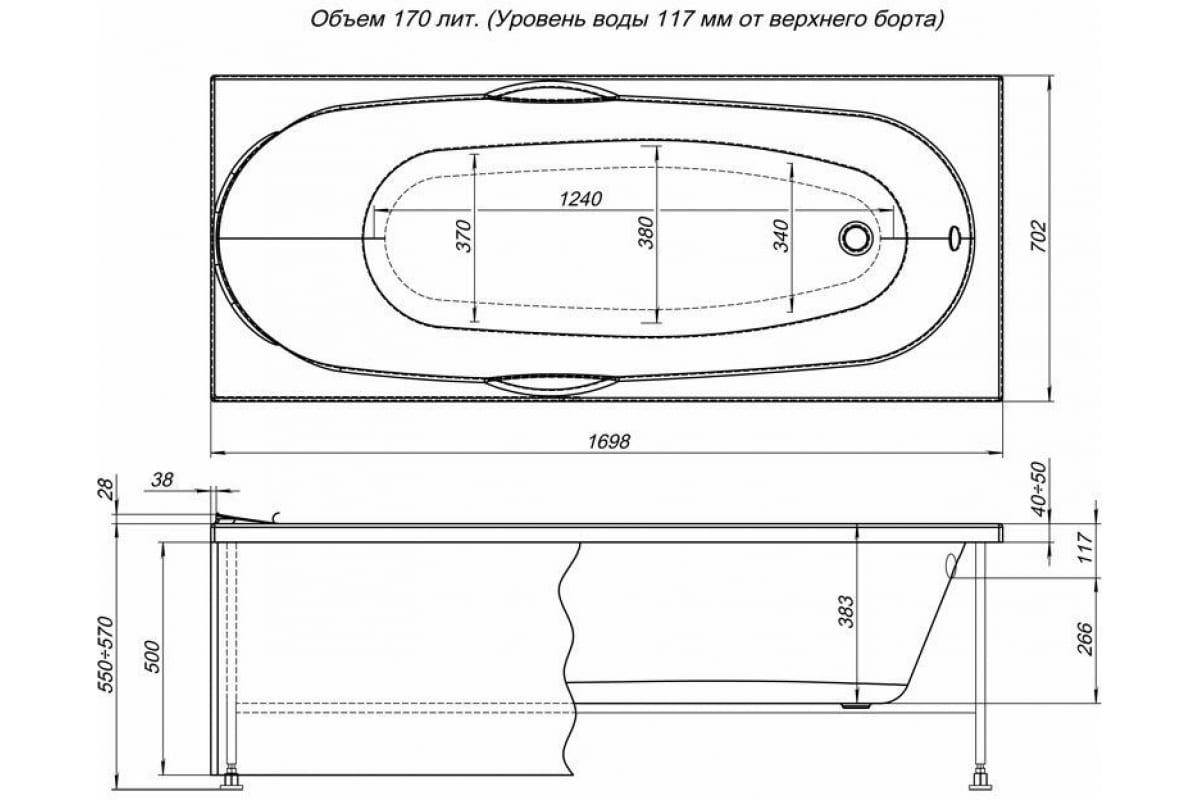 Приобрести aquanet акриловая ванна dali 170x70 см, белая