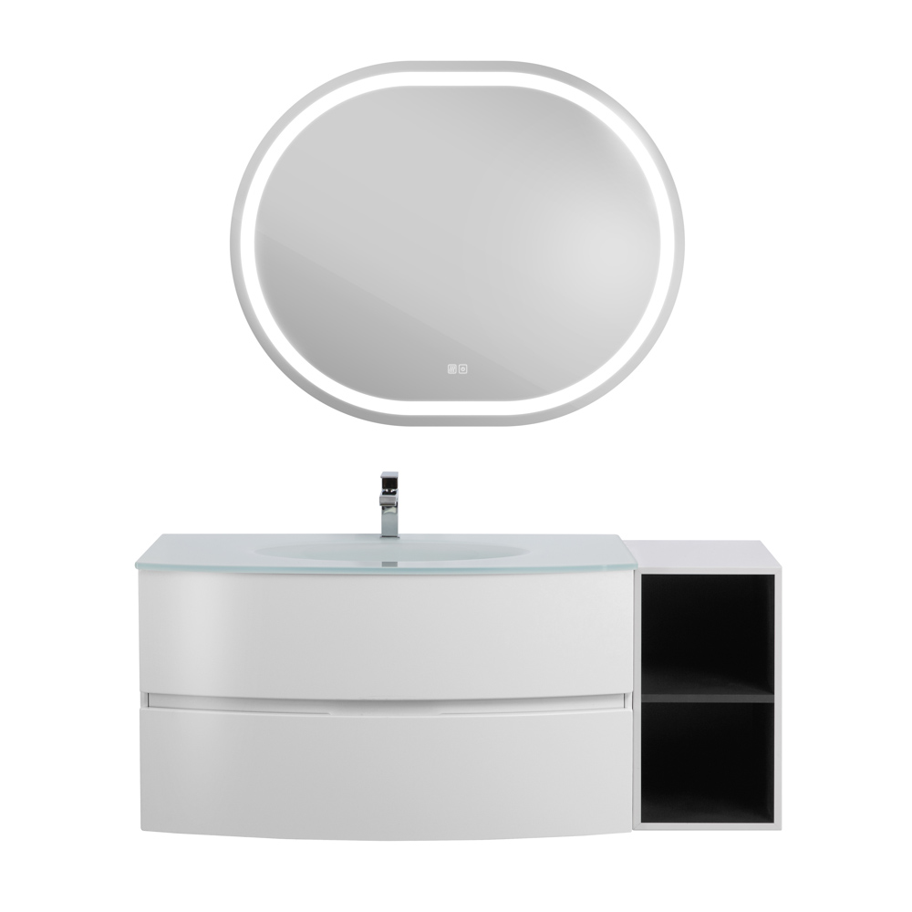 Приобрести cezares тумба подвесная с раковиной elettra 130 см bianco opaco, стекло, белая 55525