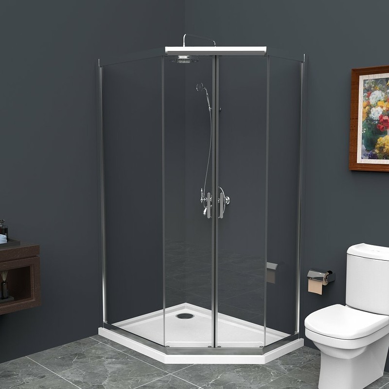 Приобрести ограждение душевое belbagno uno 100x80, пентагональное uno-195-ph-2-100/80-c-cr хром/прозрачное