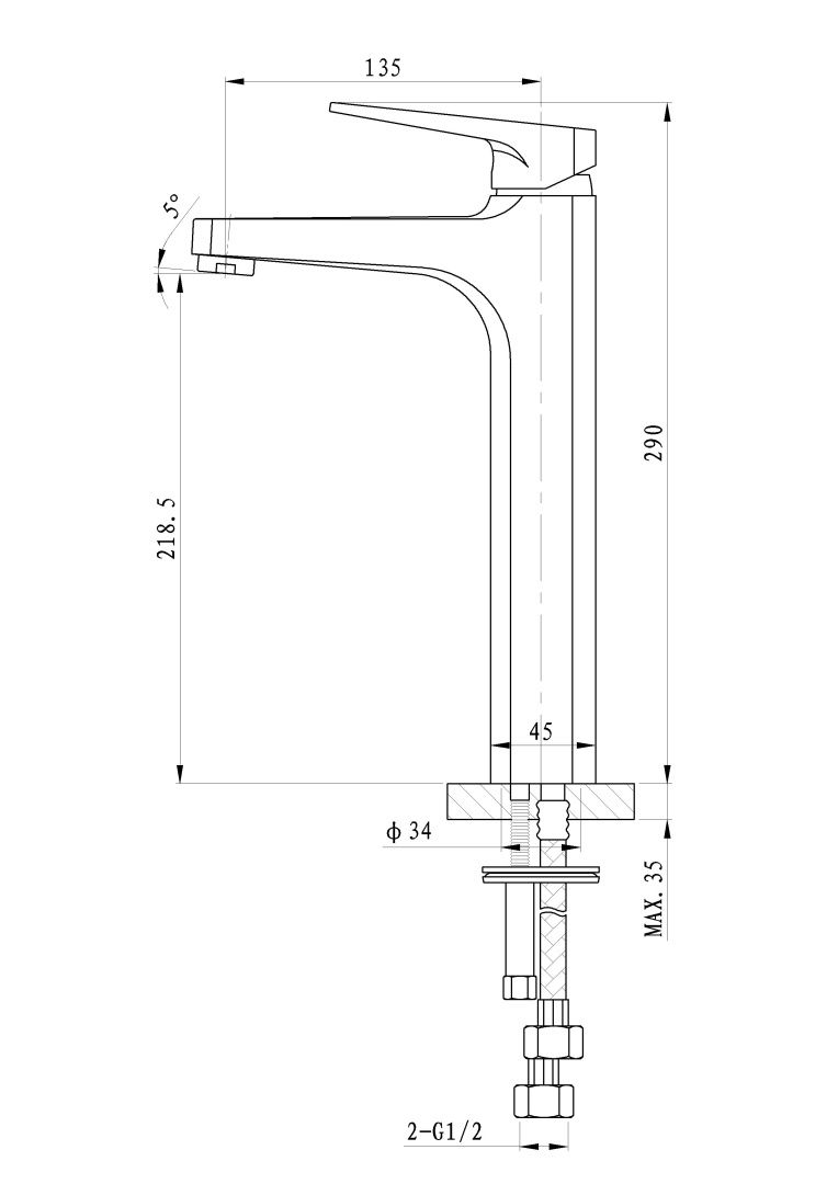 Приобрести смеситель для раковины высокий wonzon & woghand athens, хром (ww-081102-cr)