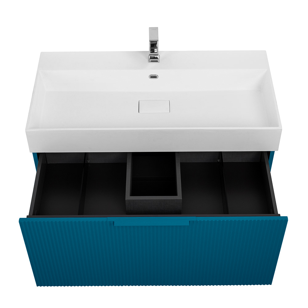 Приобрести cezares тумба подвесная с раковиной premium 90 см plisse blu petrolio, голубая 55443