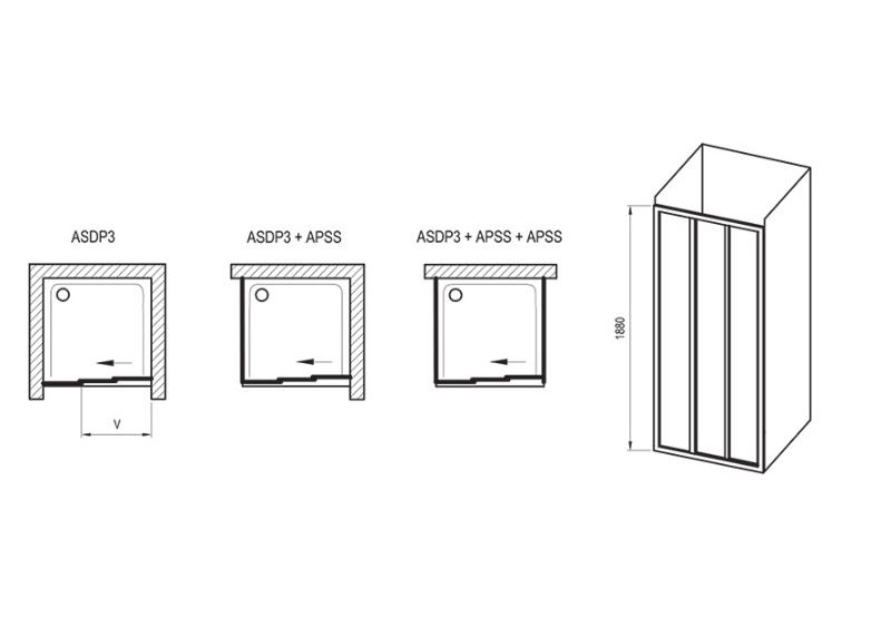 Приобрести дверь душевая ravak supernova asdp3 80 см 00v40u02z1 сатин/прозрачное