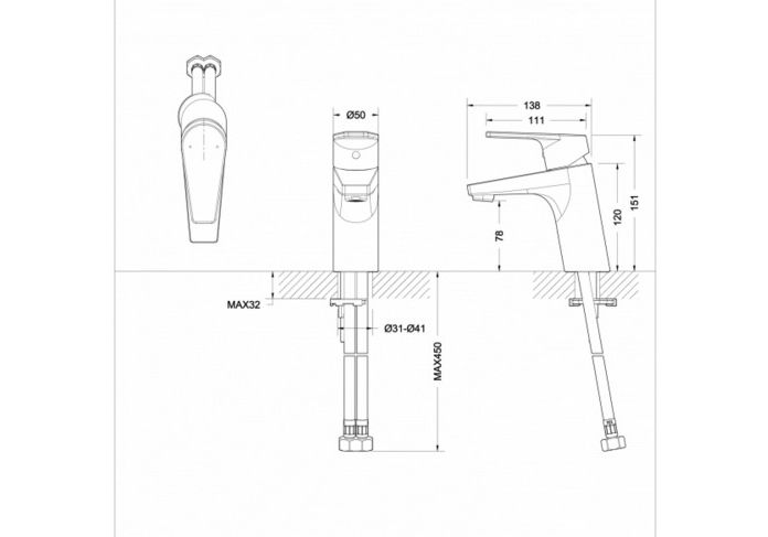Приобрести смеситель для раковины bravat line f15299c-1