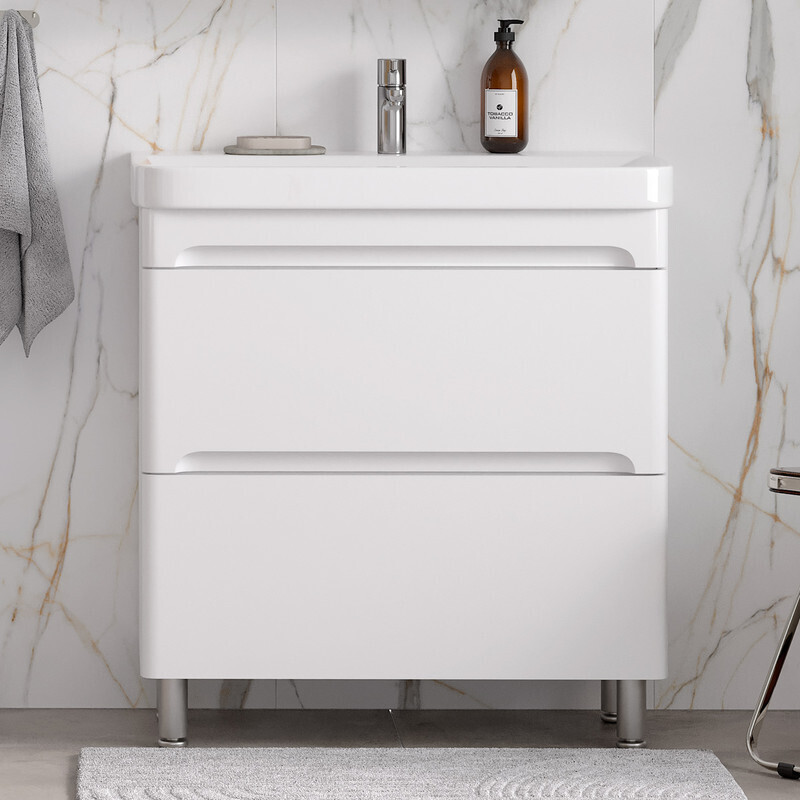 Приобрести equil тумба напольная с раковиной nice 80 см, белая матовая tnnice80.2y-05