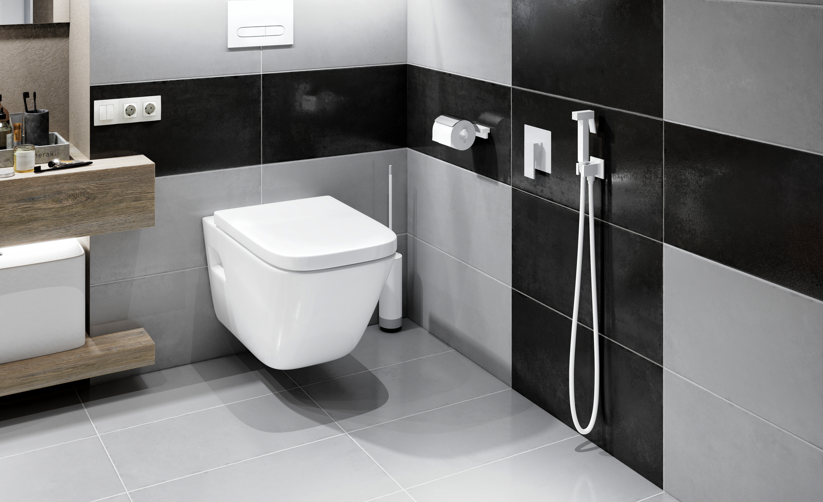 Приобрести смеситель встроенный с гигиеническим душем timo selene 2089/16sm белый матовый