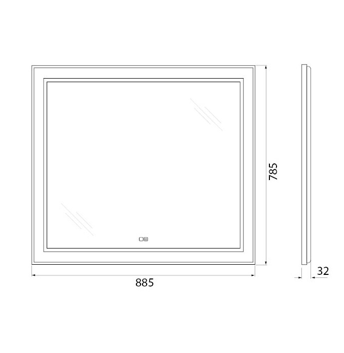 Приобрести belbagno зеркало 88,5х78,5 см spc-kraft-885-785-tch-warm-nero