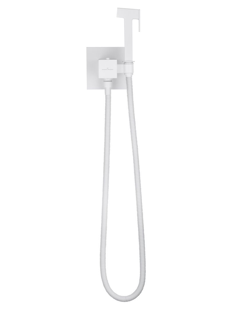 Приобрести смеситель с гигиеническим душем и термостатом, встраиваемый wonzon & woghand, белый матовый (ww-88829910-mw)