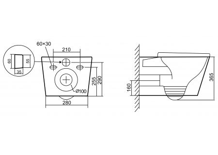Приобрести triton подвесной унитаз verso 0832, безободковый с тонким сиденьем, микролифт
