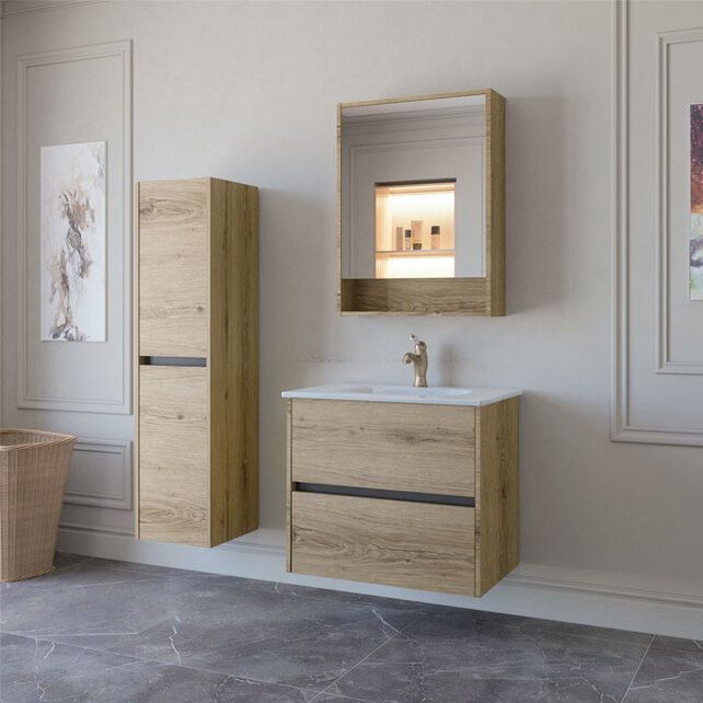 Приобрести caprigo тумба с раковиной seattle 75 см, дуб эльвезия, экошпон